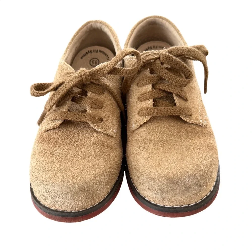 Footmates Bucky 8708 Kids Tan Suede Oxford Buck Shoes Size 9.5 Medium‎ Lace Up